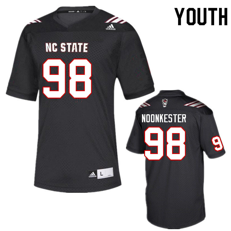 Youth #98 Caden Noonkester NC State Wolfpack College Football Jerseys Sale-Black - Click Image to Close